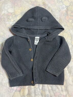 Carter's Charcoal Hooded Knit Cardigan with Buttons